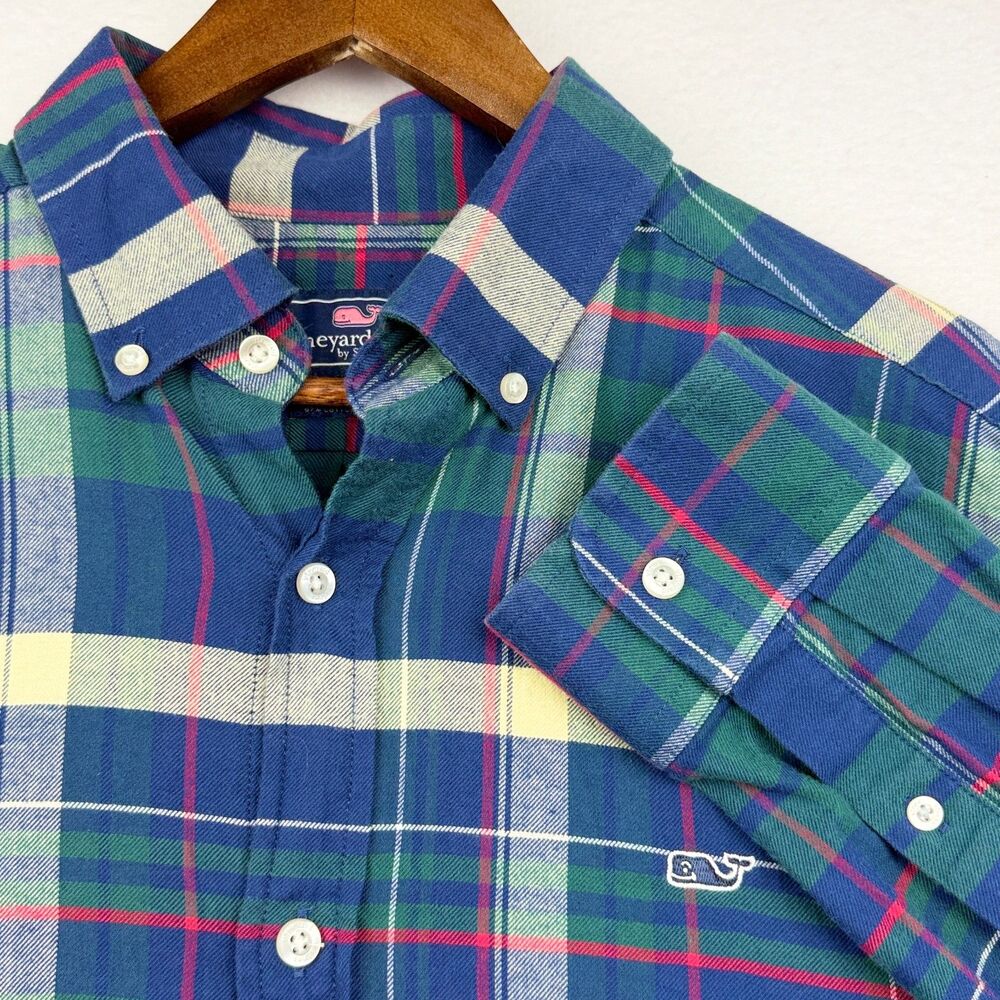 Vineyard Vines Whale Shirt Plaid Button Down Men's Medium